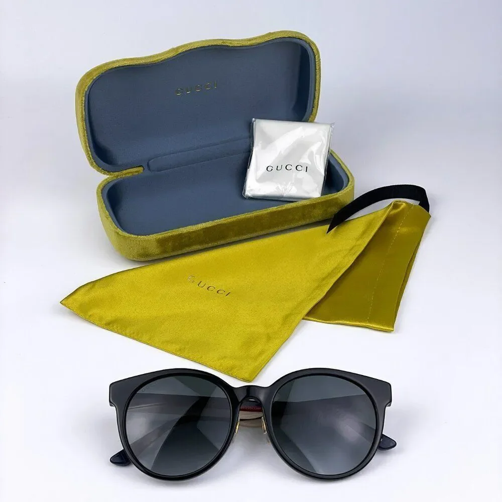 SALE! NEW Gucci GG0416SK LOGO 001 Black Grey Gradient Round Women Sunglasses - Picture 8 of 12